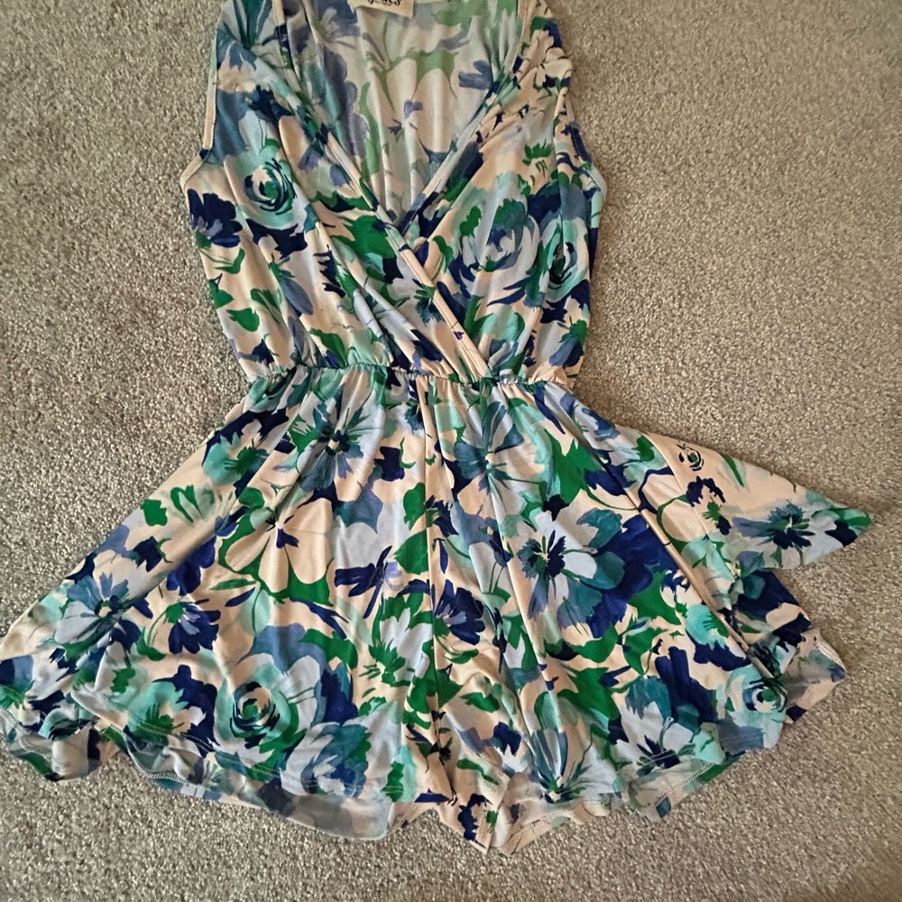 Floral Jumpsuit in Blue and Green